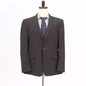 Kenneth Cole 46R Green Striped 2-Button Sport Coat Blazer Jacket B042